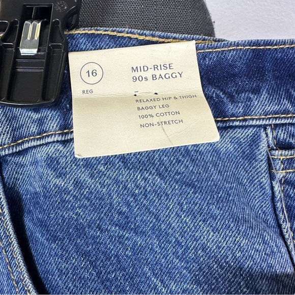 Universal Tread Women’s Blue Denim Dark Wash Mid-Rise 90s Baggy Jeans Size 16 - Picture 3 of 8